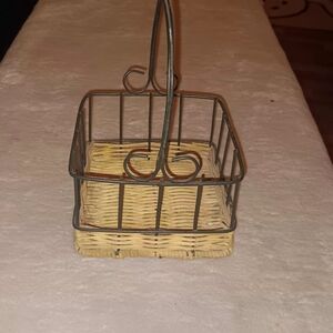 Wicker and Metal Basket with Handle